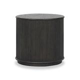 An artisanal take on texture. Made from black-finished mindi wood with a plinth-style base, a reeding pattern is carved around the entirety of this versatile end table for a fresh, approachable look.As lovers of luxe aesthetics at Amethyst, we love the optimistic inspired Ona End Table - Smoked Black Mindi Veneer. Amethyst Home provides interior design, new home construction design consulting, vintage area rugs, and lighting in the Scottsdale metro area.
