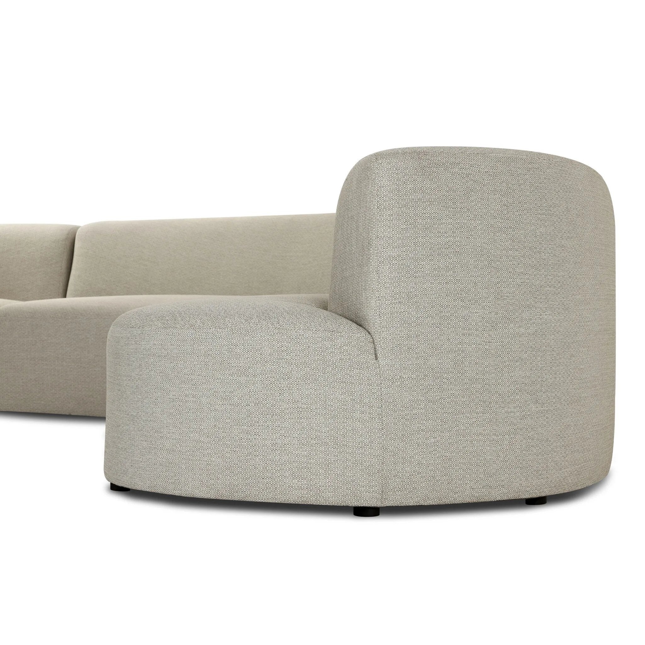 Bring a hint of old-Hollywood glamour outdoors with this soft, sculptural sectional. Plush cushioning all around is upholstered in UV-resistant, water-repellent, quick-drying fabric. Cover or store inside during inclement weather and when not in use. Amethyst Home provides interior design, new home construction design consulting, vintage area rugs, and lighting in the Park City metro area.