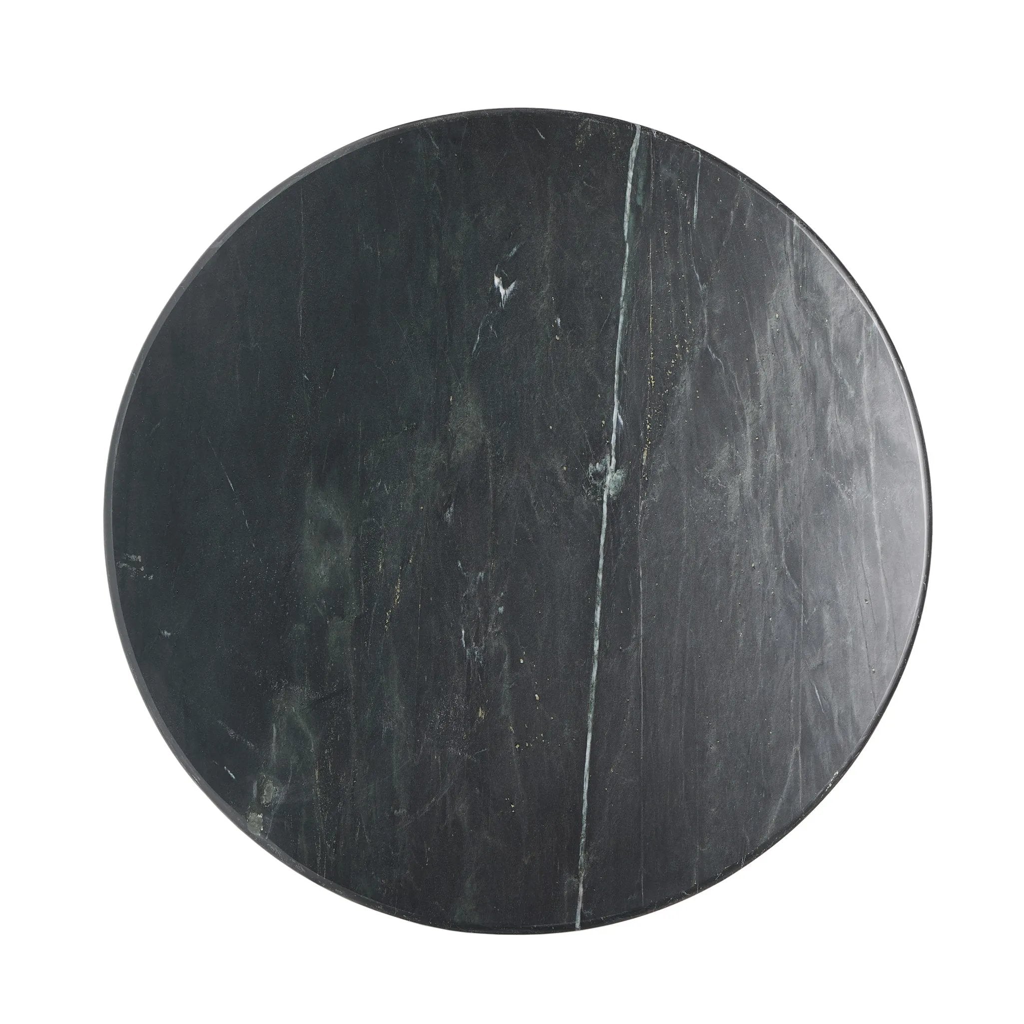 Inspired by Italian design, a swirling marble base is scalloped for a linear look with heavy texture, finished with a rounded, bistro-size tabletop of polished black marble Amethyst Home provides interior design, new home construction design consulting, vintage area rugs, and lighting in the Houston metro area.