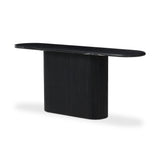 Italian-inspired for effortless sophistication. A black marble base is scalloped for a linear look with heavy texture, finished with a pill-shaped top for extra entryway styling atop this console table.As lovers of organic modern aesthetics at Amethyst, we love the designer inspired Oranda Console Table - Black Marble. Amethyst Home provides interior design, new home construction design consulting, vintage area rugs, and lighting in the Alpharetta metro area.