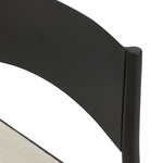 Streamlined and classic, this outdoor dining chair's simple silhouette features a subtly curved back on its matte black frame, finished with a cream linen-like seat cushion. Cover or store inside during inclement weather and when not in use. Amethyst Home provides interior design, new home construction design consulting, vintage area rugs, and lighting in the Washington metro area.