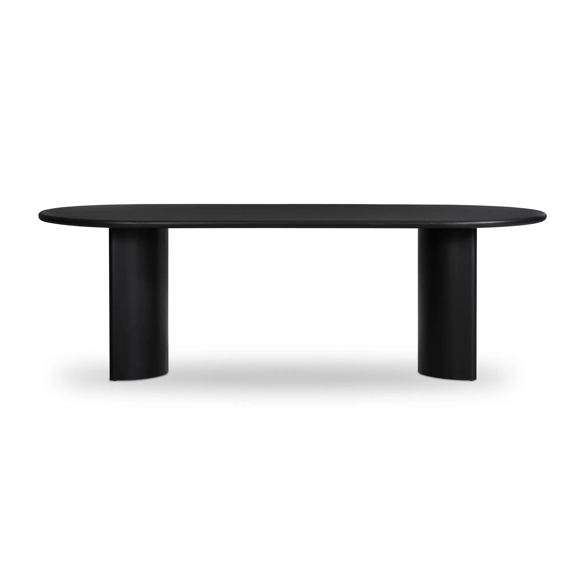 Featuring Paden Aged Black Acacia Dining Table by Four Hands at Amethyst Home. A study in shape. Solid black acacia forms crescent legs and a sprawling oval-shaped tabletop, bringing organic presence to the dining room. Seats 8–10 people.Overall Dimensions: 94.00"w x 42.00"d x 30.00"hWeight : 139.33 lbsMaterials : Thin Acacia Veneer, Solid Acacia. Amethyst Home provides interior design, new home construction design consulting, vintage area rugs, and lighting in the Alpharetta metro area.