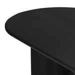 Featuring Paden Aged Black Acacia Dining Table by Four Hands at Amethyst Home. A study in shape. Solid black acacia forms crescent legs and a sprawling oval-shaped tabletop, bringing organic presence to the dining room. Seats 8–10 people.Overall Dimensions: 94.00"w x 42.00"d x 30.00"hWeight : 139.33 lbsMaterials : Thin Acacia Veneer, Solid Acacia. Amethyst Home provides interior design, new home construction design consulting, vintage area rugs, and lighting in the Charlotte metro area.
