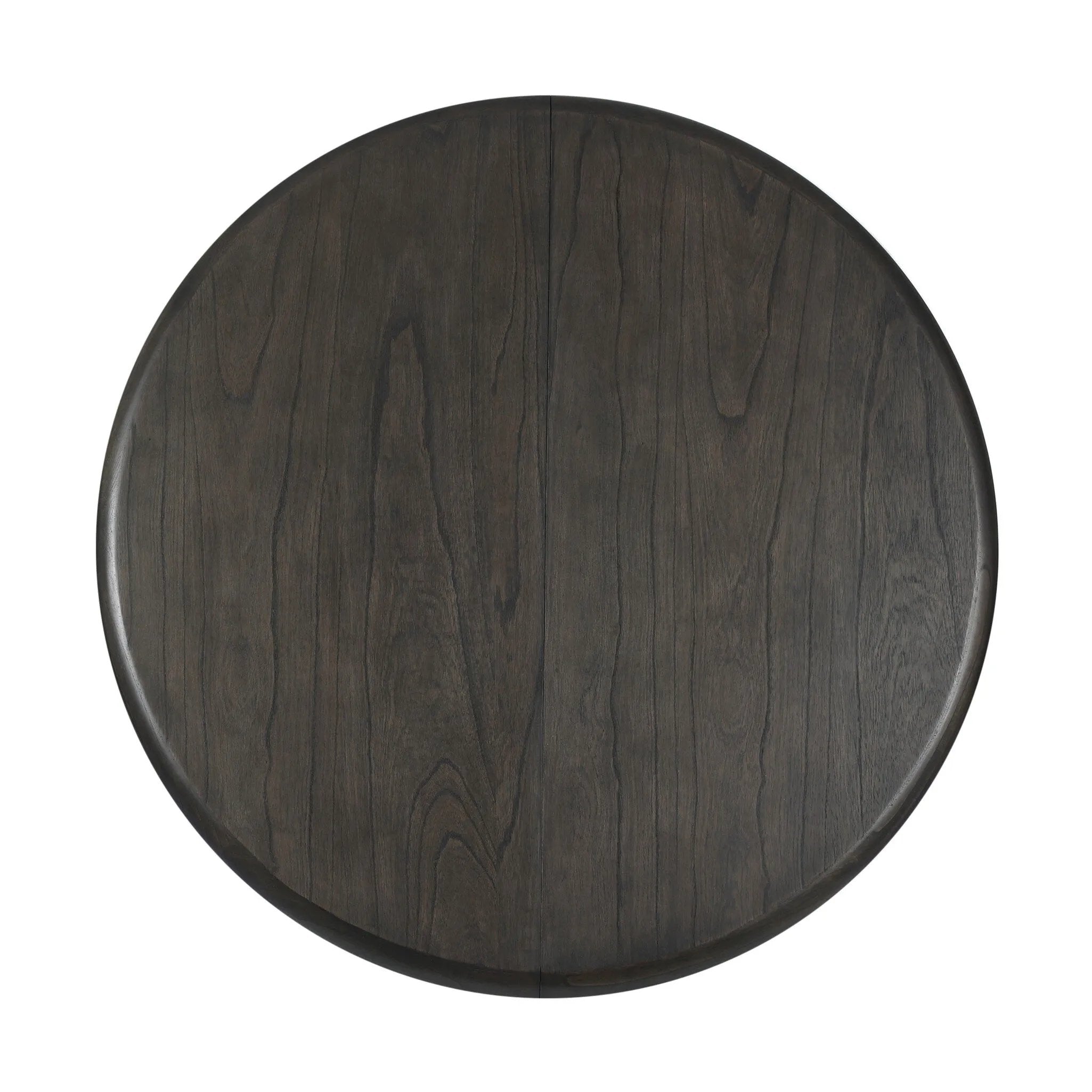 Make space for more guests with a rounded extension table of smoked black mindi, with beautiful visible graining. Inside the tabletop, a hidden mechanism allows for expansion from 48" to 68".As fans of organic modern design at Amethyst, we love the designer inspired Pemble Extension Dining Table - Smoked Black Mindi Veneer. Amethyst Home provides interior design, new home construction design consulting, vintage area rugs, and lighting in the Miami metro area.