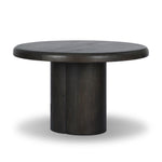 Make space for more guests with a rounded extension table of smoked black mindi, with beautiful visible graining. Inside the tabletop, a hidden mechanism allows for expansion from 48" to 68".As fans of organic modern design at Amethyst, we love the designer inspired Pemble Extension Dining Table - Smoked Black Mindi Veneer. Amethyst Home provides interior design, new home construction design consulting, vintage area rugs, and lighting in the Portland metro area.