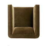 Style meets substance in this olive cotton-blend swivel chair. Blind stitching along the seat and back cushions create a polished complement to the heritage frame. The slight pronounced seat cushion creates an illusion of being loose, but is actually a fixed cushion with expert tailoring. A piping channel detail gives the arm a finished look Amethyst Home provides interior design, new home construction design consulting, vintage area rugs, and lighting in the Salt Lake City metro area.