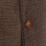 This versatile campaign-inspired piece suits any bedroom. A simple square frame shows off tailored modern upholstery of a brown flax/linen fabric, complemented by leather button closure details.As fans of clean style at Amethyst, we love the optimistic inspired Phoebe Bed. Amethyst Home provides interior design, new home construction design consulting, vintage area rugs, and lighting in the Houston metro area.