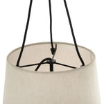 Give your space a sleek look with a Japanese-inspired overscale tapered linen shade suspended by a black fabric cord Amethyst
