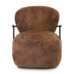 Make a statement with this texture-driven swivel chair. Made from 100% sheared sheepskin. For a unique design detail, black iron arms wrap around the back of the chair and have been hammered for even more texture. A 360-swivel base is inset for a clean look. Amethyst Home provides interior design, new home construction design consulting, vintage area rugs, and lighting in the Alpharetta metro area.