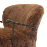 Make a statement with this texture-driven swivel chair. Made from 100% sheared sheepskin. For a unique design detail, black iron arms wrap around the back of the chair and have been hammered for even more texture. A 360-swivel base is inset for a clean look. Amethyst Home provides interior design, new home construction design consulting, vintage area rugs, and lighting in the Calabasas metro area.