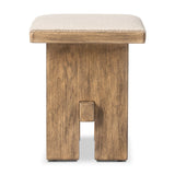 A heritage-inspired stool pairs light, distressed oak with high-performance fabric, bringing extra seating to any room. A pull-through stretcher adds a design-forward touch. Performance fabrics are specially created to withstand spills, stains, high traffic and wear, ensuring long-term comfort and unmatched durability Amethyst Home provides interior design, new home construction design consulting, vintage area rugs, and lighting in the Dallas metro area.