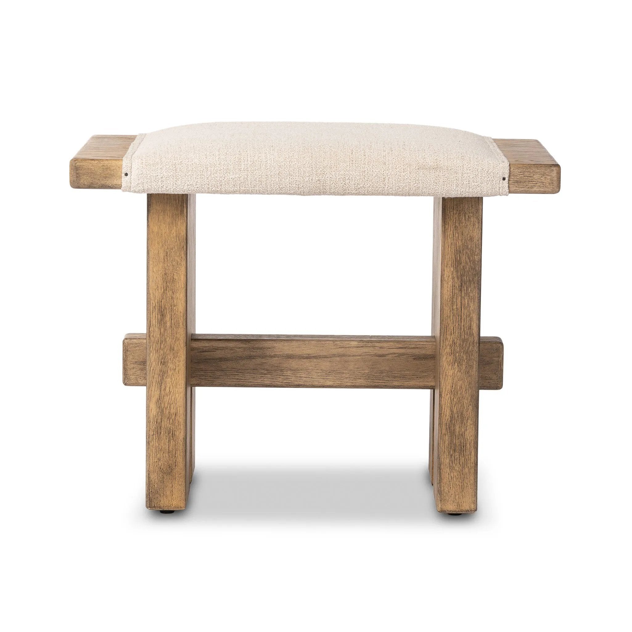 A heritage-inspired stool pairs light, distressed oak with high-performance fabric, bringing extra seating to any room. A pull-through stretcher adds a design-forward touch. Performance fabrics are specially created to withstand spills, stains, high traffic and wear, ensuring long-term comfort and unmatched durability Amethyst Home provides interior design, new home construction design consulting, vintage area rugs, and lighting in the Salt Lake City metro area.