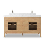 A simple transitional shape designed to function across styles. This bath vanity nods to heritage designs with the softly shaped backsplash, dowel legs, rounded corners and arch frame detail, finished with mixed hardware for added visual interest. Finished with a bath-safe sealant for moisture resistance. Amethyst Home provides interior design, new home construction design consulting, vintage area rugs, and lighting in the Salt Lake City metro area.