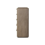 Rounded corners soften the straight-edged look of this 10-drawer dresser, crafted from natural oak in a warm grey finish. Wide smooth-gliding drawers are fully finished on the inside Amethyst Home provides interior design, new home construction design consulting, vintage area rugs, and lighting in the Miami metro area.