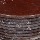 An elevated, modern addition to any room, this cone-shaped end table of solid marble features stacked reeding for a look of continuous movement.As enthusiasts of wabi sabi aesthetics at Amethyst, we love the nature inspired Reeves Large End Table - Cordovan Marble. Amethyst Home provides interior design, new home construction design consulting, vintage area rugs, and lighting in the Miami metro area.