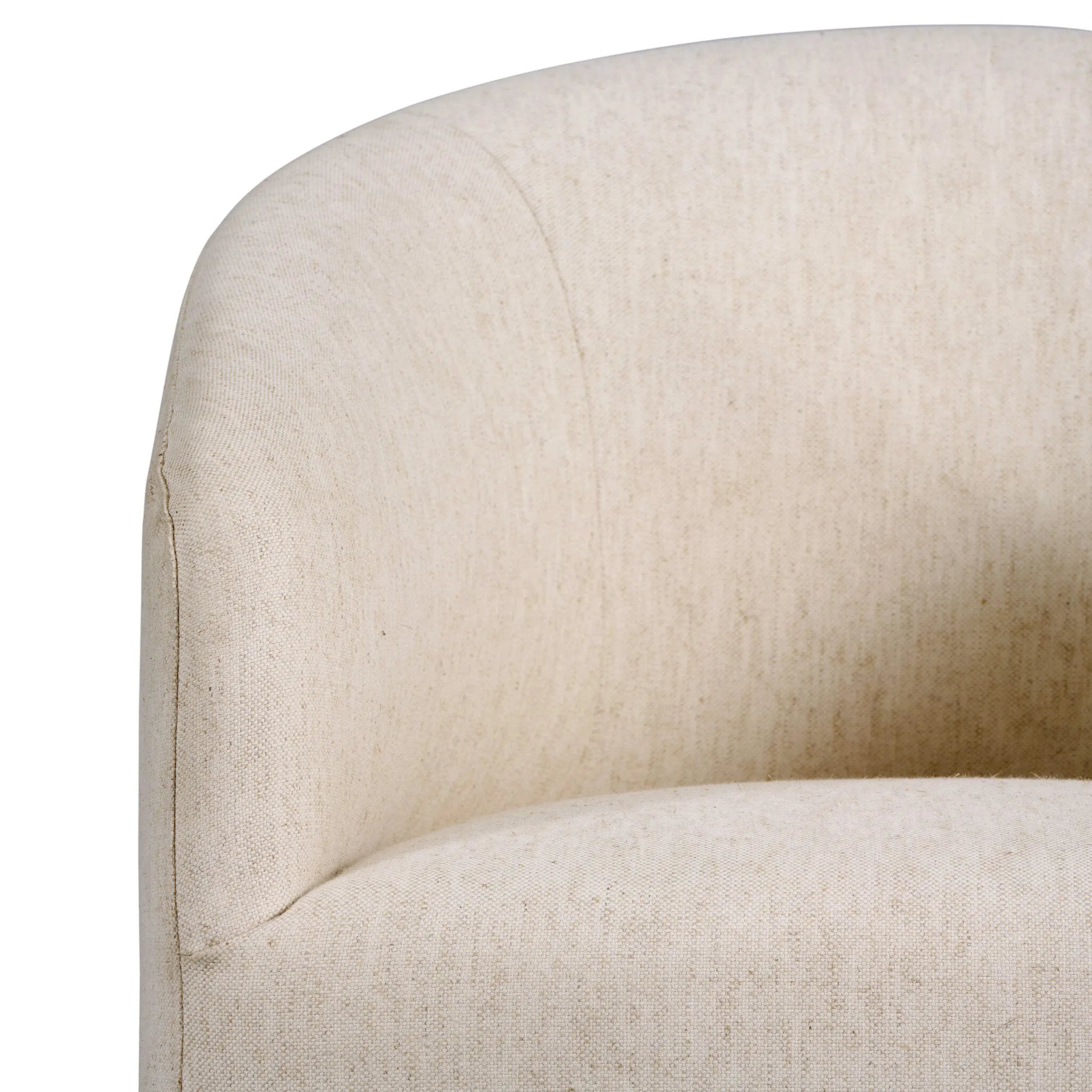 A fully upholstered barrel-style back dining chair creates a comfortable, cocoon-like sit. Slight scale perfect for smaller dining spaces Amethyst Home provides interior design, new home construction design consulting, vintage area rugs, and lighting in the Scottsdale metro area.