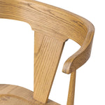 A fresh, bar-style take on mid-century Windsor seating, featuring a bowed, sculptural silhouette and soft black finish to highlight the natural grain of weathered oak Amethyst Home provides interior design, new home construction design consulting, vintage area rugs, and lighting in the Calabasas metro area.