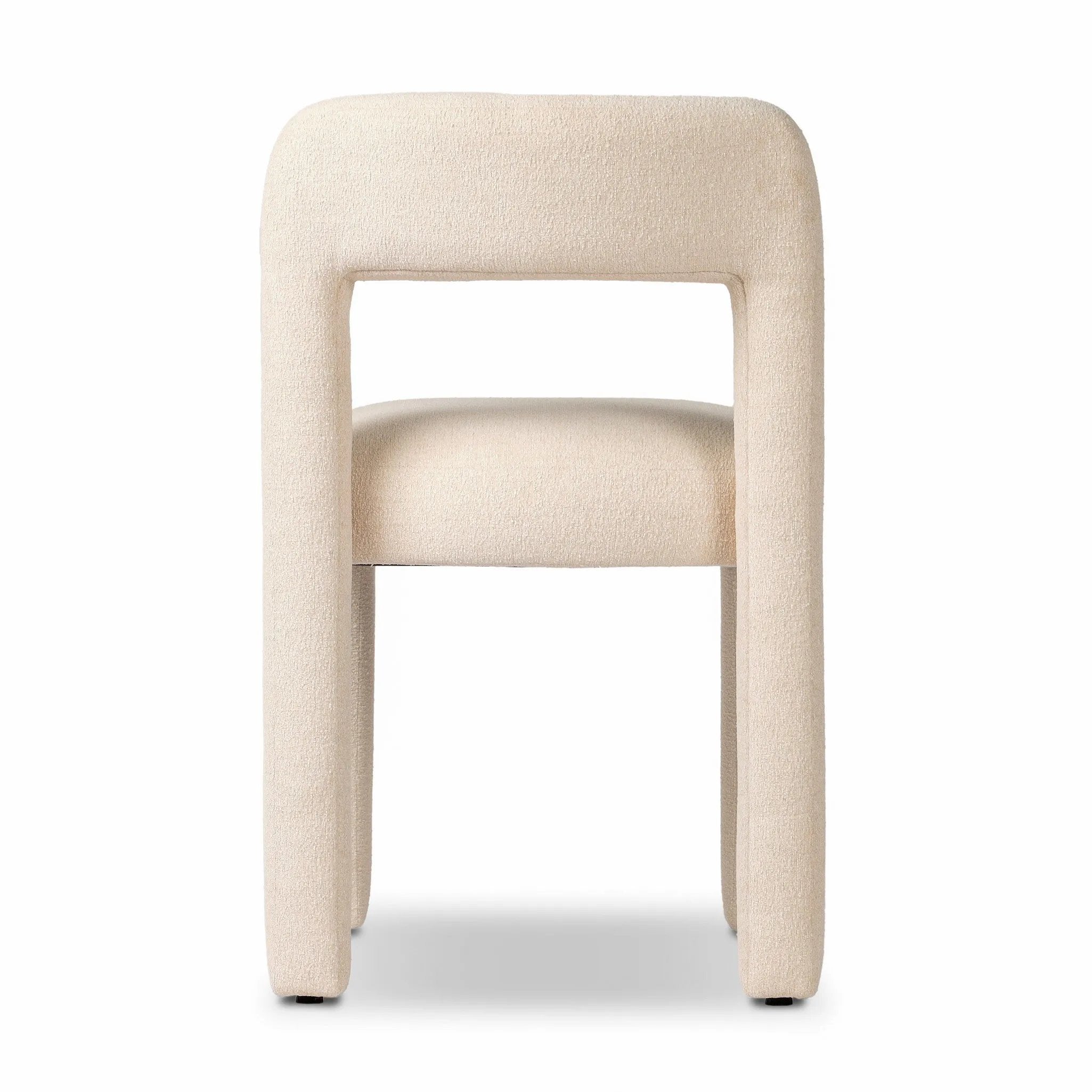 Fit for modern dining, this clean-styled chair is fully upholstered in a specialized performance fabric. An open back connects down to the cylindrical legs. Slight scale and squared off shape are great for smaller dining areas. Amethyst Home provides interior design, new home construction design consulting, vintage area rugs, and lighting in the Omaha metro area.