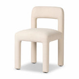 Fit for modern dining, this clean-styled chair is fully upholstered in a specialized performance fabric. An open back connects down to the cylindrical legs. Slight scale and squared off shape are great for smaller dining areas. Amethyst Home provides interior design, new home construction design consulting, vintage area rugs, and lighting in the Seattle metro area.