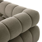A modern take on mid-century Italian design, soft volume and exaggerated proportions fuse for a sculpted look and playful feel. Atop a plinth-style teak base, outdoor-friendly five-piece sectional features dramatic tufting for a padded sit, indoors and out. Amethyst Home provides interior design, new home construction design consulting, vintage area rugs, and lighting in the Omaha metro area.