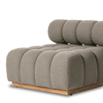 Featuring Roma Outdoor Sectional Alessi Fawn by Four Hands at Amethyst Home. A modern take on mid-century Italian design, soft volume and exaggerated proportions fuse for a sculpted look and playful feel. Atop a plinth-style teak base, outdoor-friendly ottoman features dramatic tufting for a padded sit or a tray for use as a table, indoors and out. Ottoman . Amethyst Home provides interior design, new home construction design consulting, vintage area rugs, and lighting in the Calabasas metro area.