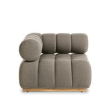 Featuring Roma Outdoor Sectional Alessi Fawn by Four Hands at Amethyst Home. A modern take on mid-century Italian design, soft volume and exaggerated proportions fuse for a sculpted look and playful feel. Atop a plinth-style teak base, outdoor-friendly ottoman features dramatic tufting for a padded sit or a tray for use as a table, indoors and out. Ottoman . Amethyst Home provides interior design, new home construction design consulting, vintage area rugs, and lighting in the Charlotte metro area.