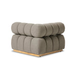 Featuring Roma Outdoor Sectional Alessi Fawn by Four Hands at Amethyst Home. A modern take on mid-century Italian design, soft volume and exaggerated proportions fuse for a sculpted look and playful feel. Atop a plinth-style teak base, outdoor-friendly ottoman features dramatic tufting for a padded sit or a tray for use as a table, indoors and out. Ottoman to . Amethyst Home provides interior design, new home construction design consulting, vintage area rugs, and lighting in the Dallas metro area.