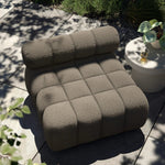Featuring Roma Outdoor Sectional Alessi Fawn by Four Hands at Amethyst Home. A modern take on mid-century Italian design, soft volume and exaggerated proportions fuse for a sculpted look and playful feel. Atop a plinth-style teak base, outdoor-friendly ottoman features dramatic tufting for a padded sit or a tray for use as a table, indoors and out. Ottoman to m. Amethyst Home provides interior design, new home construction design consulting, vintage area rugs, and lighting in the Miami metro area.