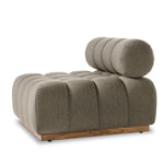 Featuring Roma Outdoor Sectional Alessi Fawn by Four Hands at Amethyst Home. A modern take on mid-century Italian design, soft volume and exaggerated proportions fuse for a sculpted look and playful feel. Atop a plinth-style teak base, outdoor-friendly ottoman features dramatic tufting for a padded sit or a tray for use as a table, indoors and out. Ottoman t. Amethyst Home provides interior design, new home construction design consulting, vintage area rugs, and lighting in the Monterey metro area.