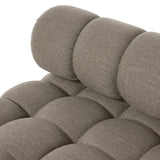 Featuring Roma Outdoor Sectional Alessi Fawn by Four Hands at Amethyst Home. A modern take on mid-century Italian design, soft volume and exaggerated proportions fuse for a sculpted look and playful feel. Atop a plinth-style teak base, outdoor-friendly ottoman features dramatic tufting for a padded sit or a tray for use as a table, indoors and out. Ott. Amethyst Home provides interior design, new home construction design consulting, vintage area rugs, and lighting in the Salt Lake City metro area.
