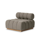 Featuring Roma Outdoor Sectional Alessi Fawn by Four Hands at Amethyst Home. A modern take on mid-century Italian design, soft volume and exaggerated proportions fuse for a sculpted look and playful feel. Atop a plinth-style teak base, outdoor-friendly ottoman features dramatic tufting for a padded sit or a tray for use as a table, indoors and out. Ottoman. Amethyst Home provides interior design, new home construction design consulting, vintage area rugs, and lighting in the Scottsdale metro area.