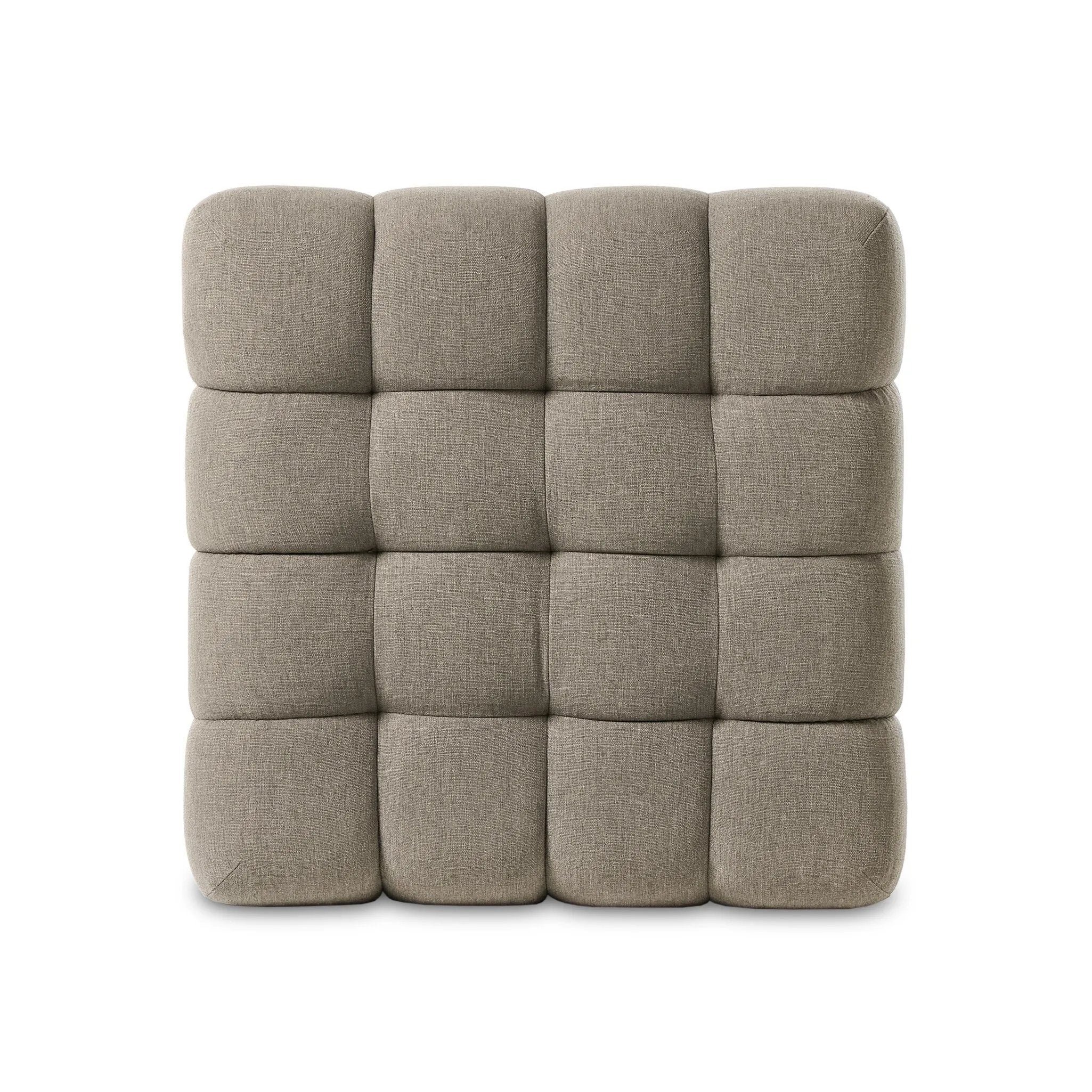 Featuring Roma Outdoor Sectional Alessi Fawn by Four Hands at Amethyst Home. A modern take on mid-century Italian design, soft volume and exaggerated proportions fuse for a sculpted look and playful feel. Atop a plinth-style teak base, outdoor-friendly ottoman features dramatic tufting for a padded sit or a tray for use as a table, indoors and out. Otto. Amethyst Home provides interior design, new home construction design consulting, vintage area rugs, and lighting in the Winter Garden metro area.