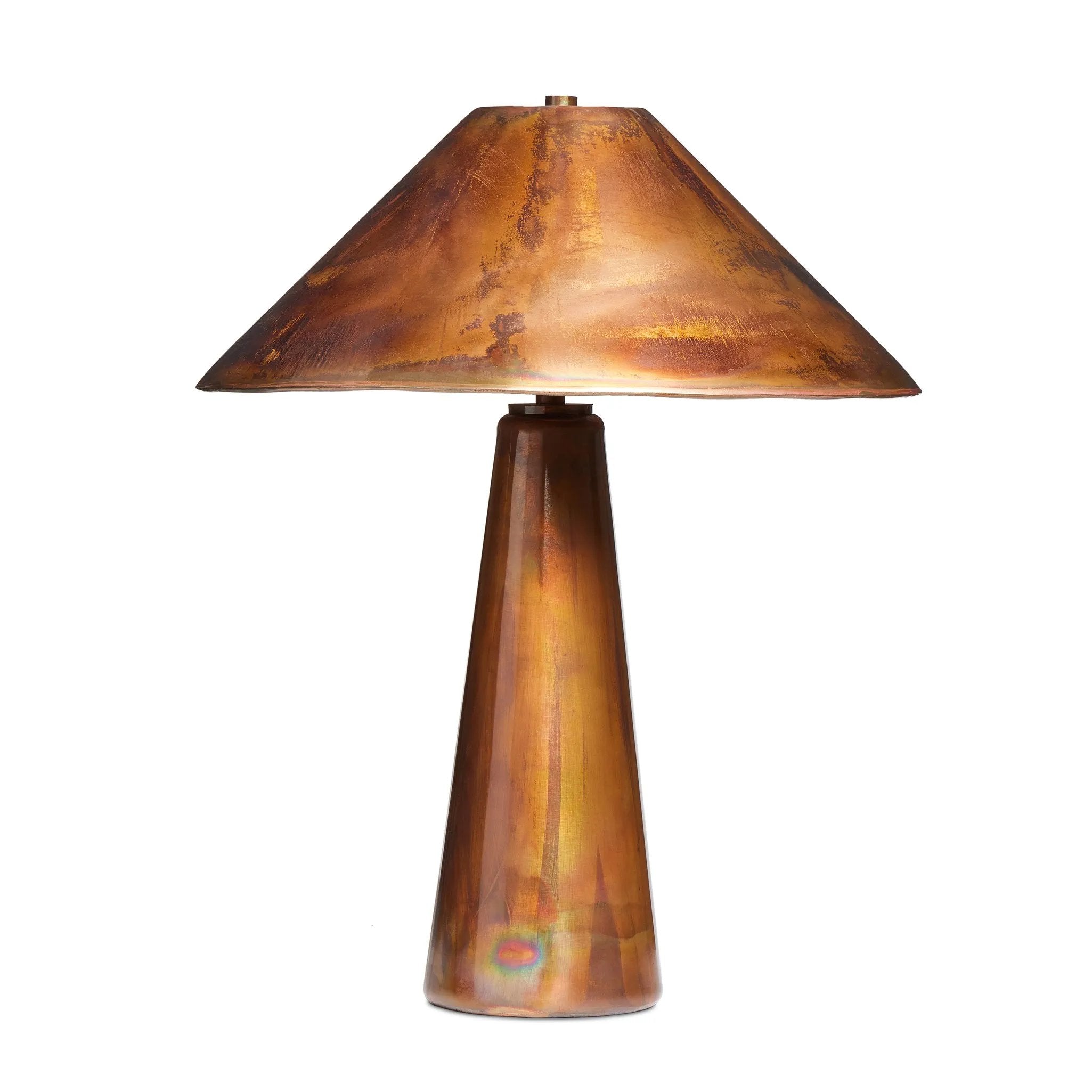 With a burnished, iridescent finish from top to bottom, this gleaming table lamp has a standout presence that makes any room shine Amethyst Home provides interior design, new home construction design consulting, vintage area rugs, and lighting in the Charlotte metro area.