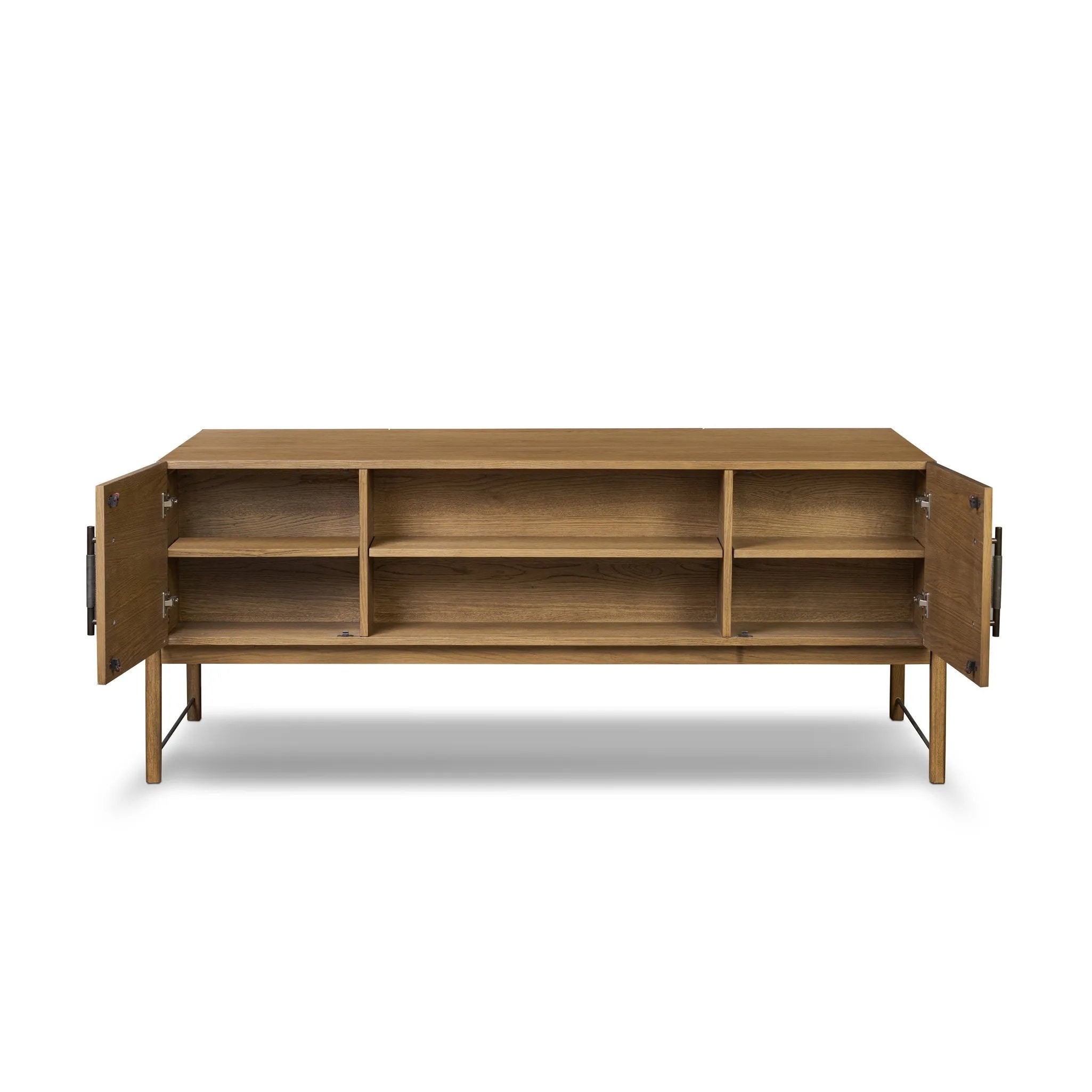 Amber-finished oak crafts shapes a clean silhouette, accented with iron hardware wrapped in black top-grain leather. Vary-sized drawers offer plenty of storage, while outset legs bring a design-forward touch Amethyst Home provides interior design, new home construction design consulting, vintage area rugs, and lighting in the Salt Lake City metro area.