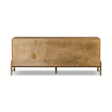 Amber-finished oak forms a clean silhouette with plenty of storage, accented with long iron hardware wrapped in black top-grain leather. Outset legs add an element of interest. Rear cutouts for cord management Amethyst Home provides interior design, new home construction design consulting, vintage area rugs, and lighting in the Newport Beach metro area.