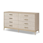 Elevate your bedroom styling with a storage-driven dresser of light, natural oak. A smooth top pairs with eight spacious drawers covered with woven paper cord. The result: a clean, Scandinavian-inspired look that will work into your collection beautifully Amethyst Home provides interior design, new home construction design consulting, vintage area rugs, and lighting in the Scottsdale metro area.