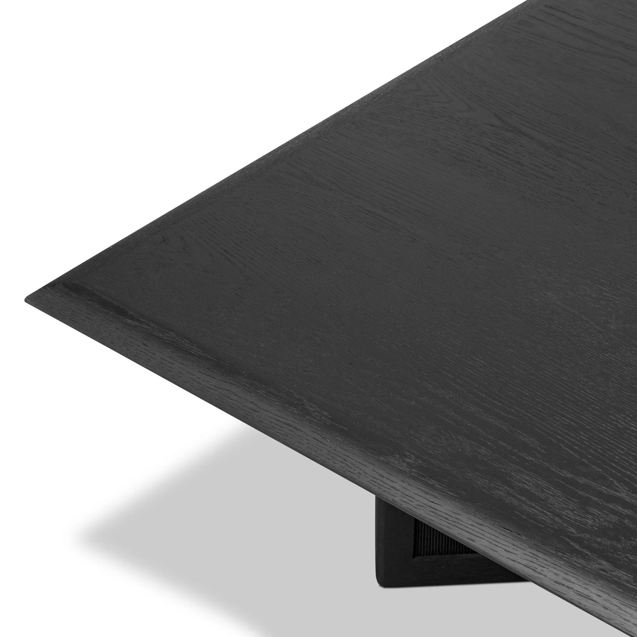 Featuring Rosenell Black Oak Veneer Square Coffee Table by Four Hands at Amethyst Home. Anchor your living space with a squared coffee table of black-finished oak. A smooth top pairs with a panel-style base of woven paper cord for a rich, clean look that will work into your collection beautifully. Overall Dimensions: 55.00"w x 55.00"d x 15.00"h. Amethyst Home provides interior design, new home construction design consulting, vintage area rugs, and lighting in the Monterey metro area.