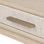 Featuring Rosenell Natural Oak Veneer Console Table 60" by Four Hands at Amethyst Home. Elevate your living space or media room with a slim-profile console of light, natural oak. A smooth top pairs with two drawers covered with woven paper cord, while lower open shelving creates bonus storage and display options. The result: a clean, Scandinavian-inspired loo. Amethyst Home provides interior design, new home construction design consulting, vintage area rugs, and lighting in the Houston metro area.