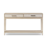 Featuring Rosenell Natural Oak Veneer Console Table 60" by Four Hands at Amethyst Home. Elevate your living space or media room with a slim-profile console of light, natural oak. A smooth top pairs with two drawers covered with woven paper cord, while lower open shelving creates bonus storage and display options. The result: a clean, Scandinavian-inspired . Amethyst Home provides interior design, new home construction design consulting, vintage area rugs, and lighting in the Scottsdale metro area.