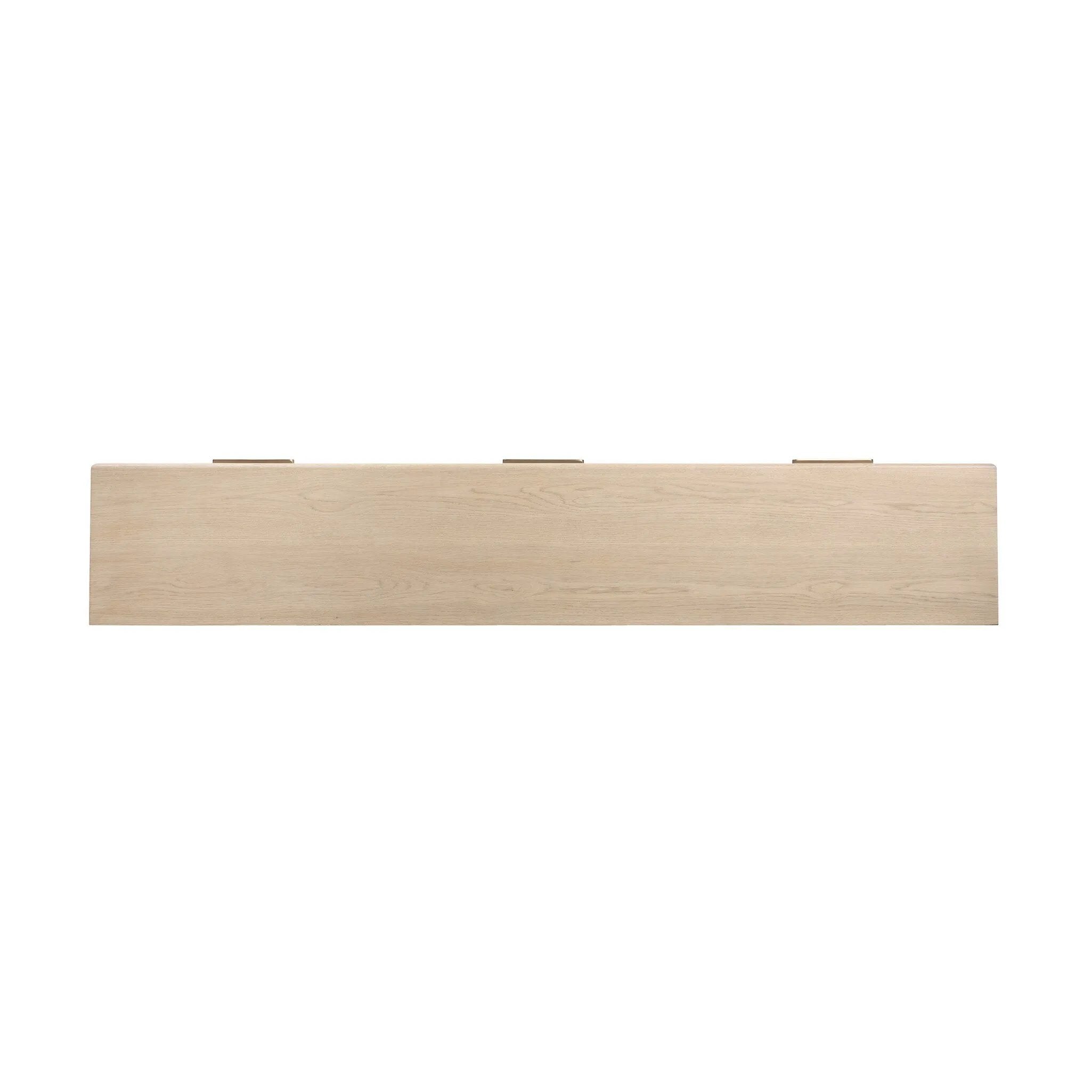 Featuring Rosenell Natural Oak Veneer Console Table 78" by Four Hands at Amethyst Home. Elevate your living space or media room with a slim-profile console of light, natural oak. A smooth top pairs with three drawers covered with woven paper cord, while lower open shelving creates bonus storage and display options. The result: a clean, Scandinavian-inspired . Amethyst Home provides interior design, new home construction design consulting, vintage area rugs, and lighting in the Portland metro area.