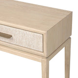 Featuring Rosenell Natural Oak Veneer Console Table 78" by Four Hands at Amethyst Home. Elevate your living space or media room with a slim-profile console of light, natural oak. A smooth top pairs with three drawers covered with woven paper cord, while lower open shelving creates bonus storage and display options. The result: a clean, Scandinavian-inspire. Amethyst Home provides interior design, new home construction design consulting, vintage area rugs, and lighting in the Scottsdale metro area.