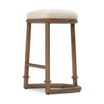 A simple backless stool pairs antique walnut-finished solid ash and high-performance fabric, for a warm, light look. A backless cylinder frame featured tapering for extra stability, with disc-like turning at the bottom for a heritage design detail. Perfectly sized for the counter. Amethyst Home provides interior design, new home construction design consulting, vintage area rugs, and lighting in the Salt Lake City metro area.