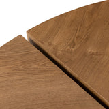 A coffee table that moves with you. Made from oak burl veneer with beautiful movement, this three-piece design pulls apart to create different looks and configurations based on your needs. Pushed together, individual pieces shape a circle; create a wave shape touching just the end pieces together — or, style all three apart. Amethyst Home provides interior design, new home construction design consulting, vintage area rugs, and lighting in the Kansas City metro area.