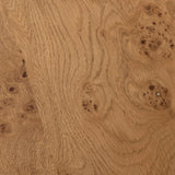 A coffee table that moves with you. Made from oak burl veneer with beautiful movement, this three-piece design pulls apart to create different looks and configurations based on your needs. Pushed together, individual pieces shape a circle; create a wave shape touching just the end pieces together — or, style all three apart. Amethyst Home provides interior design, new home construction design consulting, vintage area rugs, and lighting in the Los Angeles metro area.