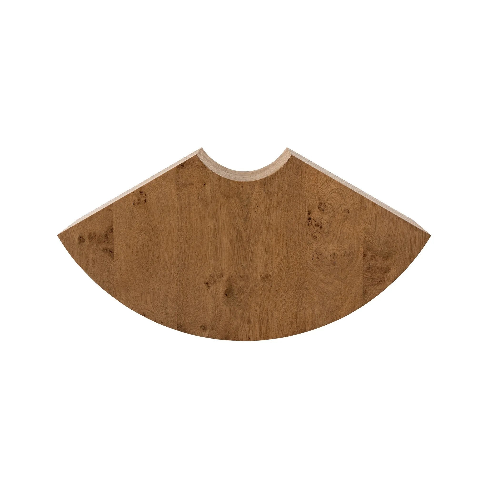 A coffee table that moves with you. Made from oak burl veneer with beautiful movement, this three-piece design pulls apart to create different looks and configurations based on your needs. Pushed together, individual pieces shape a circle; create a wave shape touching just the end pieces together — or, style all three apart. Amethyst Home provides interior design, new home construction design consulting, vintage area rugs, and lighting in the Salt Lake City metro area.