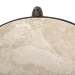 Featuring Ruthie Lunar Marble End Table by Four Hands at Amethyst Home. Work a heritage-inspired piece into your collection with a tiered end table of hammered iron in a hammered gunmetal. With inset marble shelves and turn-style legs, this table's fine details bring an elevated, artisan look to any space. Perfectly sized to keep your favorite book or drink on. Amethyst Home provides interior design, new home construction design consulting, vintage area rugs, and lighting in the Austin metro area.