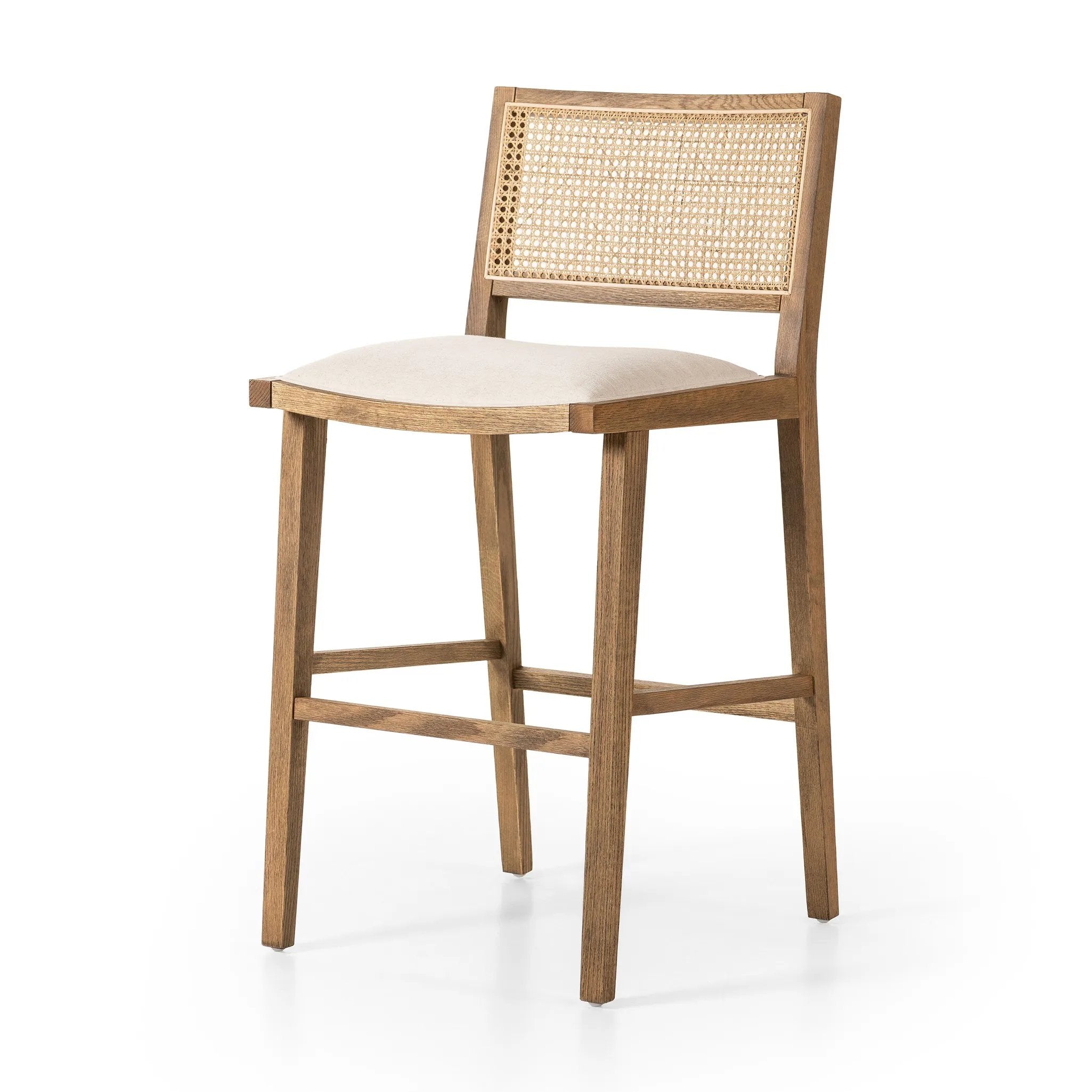 Mixed materials make the chair. Solid natural beech wood features a natural cane back for extra texture, while a butterscotch-finished faux leather seat serves total comfort Amethyst Home provides interior design, new home construction design consulting, vintage area rugs, and lighting in the Omaha metro area.