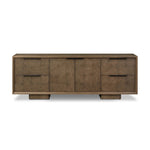 This media console’s simple frame showcases thick brown oak veneer with an oyster cut grid pattern on the door and drawer fronts. Minimalist metal pulls open to ample storage for living space essentials. Rear cutouts for cord management.As lovers of luxe style at Amethyst, we love the designer inspired Salta Media Console - Brown Oak Thick Veneer. Amethyst Home provides interior design, new home construction design consulting, vintage area rugs, and lighting in the Portland metro area.