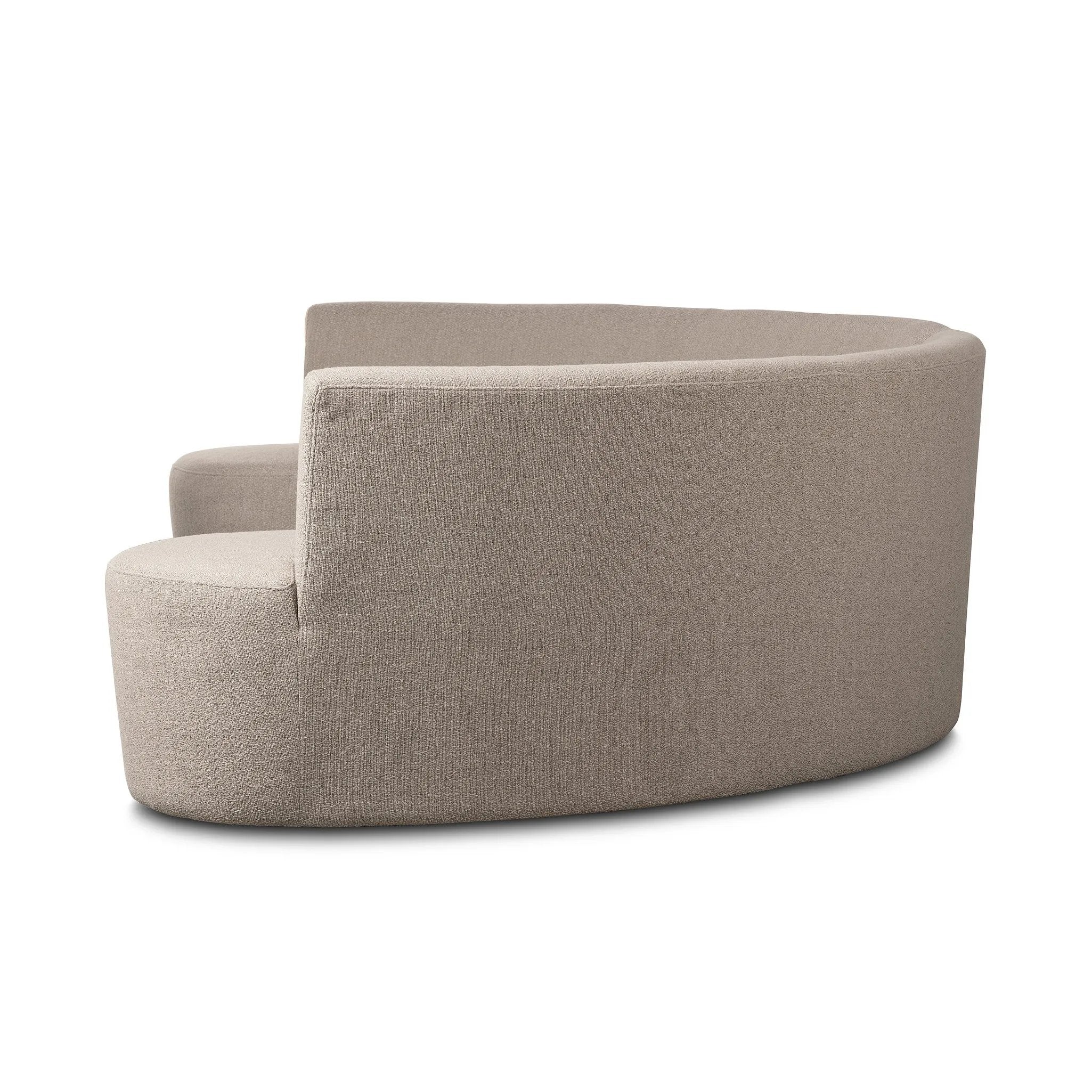 Featuring Sanda Kerbey Camel Dining Banquette by Four Hands at Amethyst Home. Dramatically shaped and tightly tailored, ivory high-performance fabric places a sensible twist on an elegant banquette-style dining bench.Overall Dimensions: 122.50"w x 74.00"d x 35.50"hWeight : 206.36 lbsMaterials: 96% Polyester, 4% Acrylic, Eucalyptus Plywood, 100% Recycled Pla. Amethyst Home provides interior design, new home construction design consulting, vintage area rugs, and lighting in the Nashville metro area.