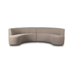Featuring Sanda Kerbey Camel Dining Banquette by Four Hands at Amethyst Home. Dramatically shaped and tightly tailored, ivory high-performance fabric places a sensible twist on an elegant banquette-style dining bench.Overall Dimensions: 122.50"w x 74.00"d x 35.50"hWeight : 206.36 lbsMaterials: 96% Polyester, 4% Acrylic, Eucalyptus Plywood, 100% Recycled. Amethyst Home provides interior design, new home construction design consulting, vintage area rugs, and lighting in the Newport Beach metro area.